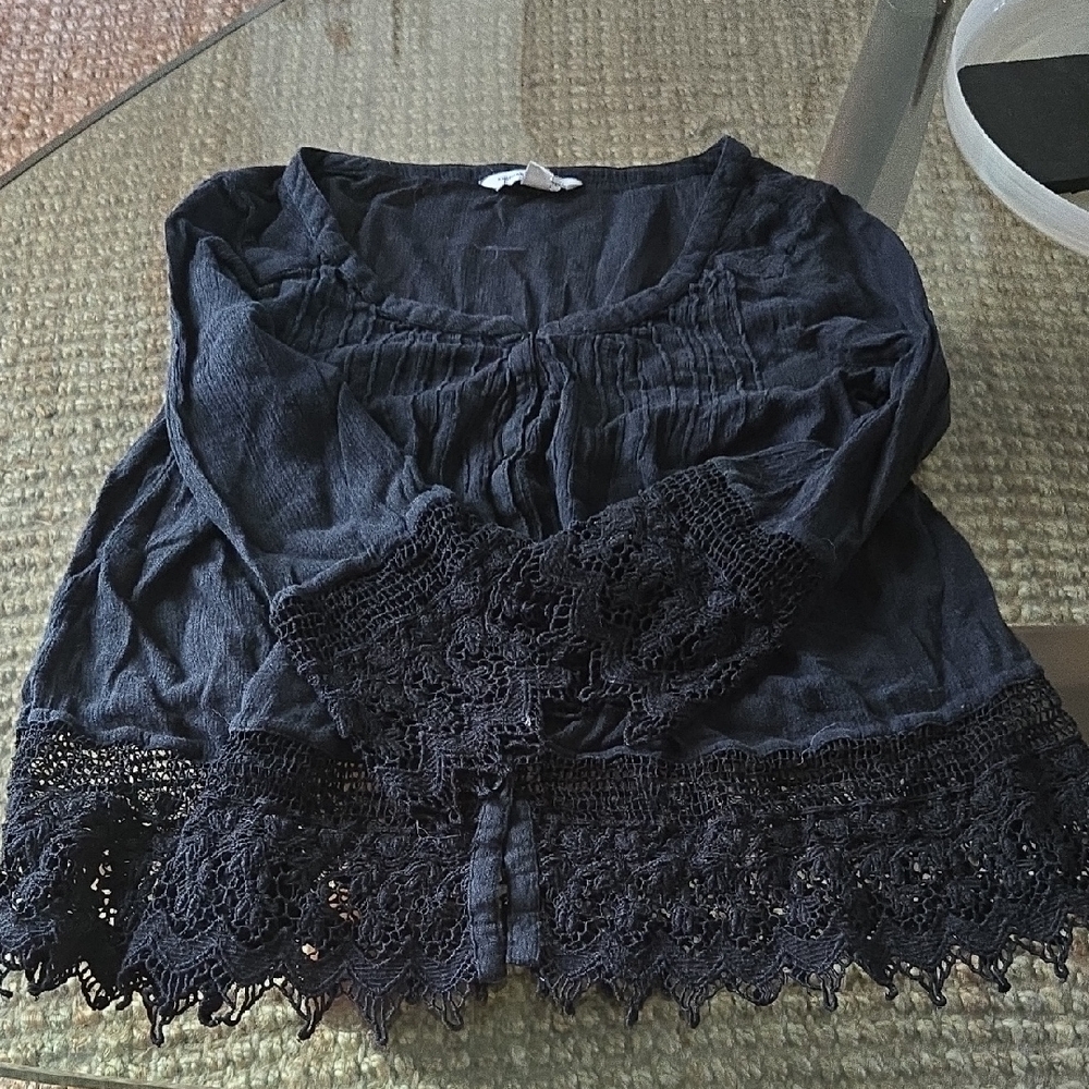 American Eagle Outfitters Blue Ruched Embellished Blouse